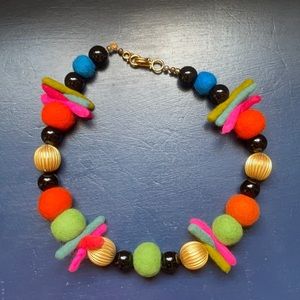 Handmade felt and metal choker necklace